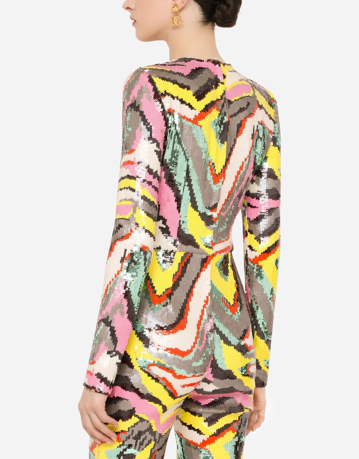 Sequined jumpsuit with abstract design - 5