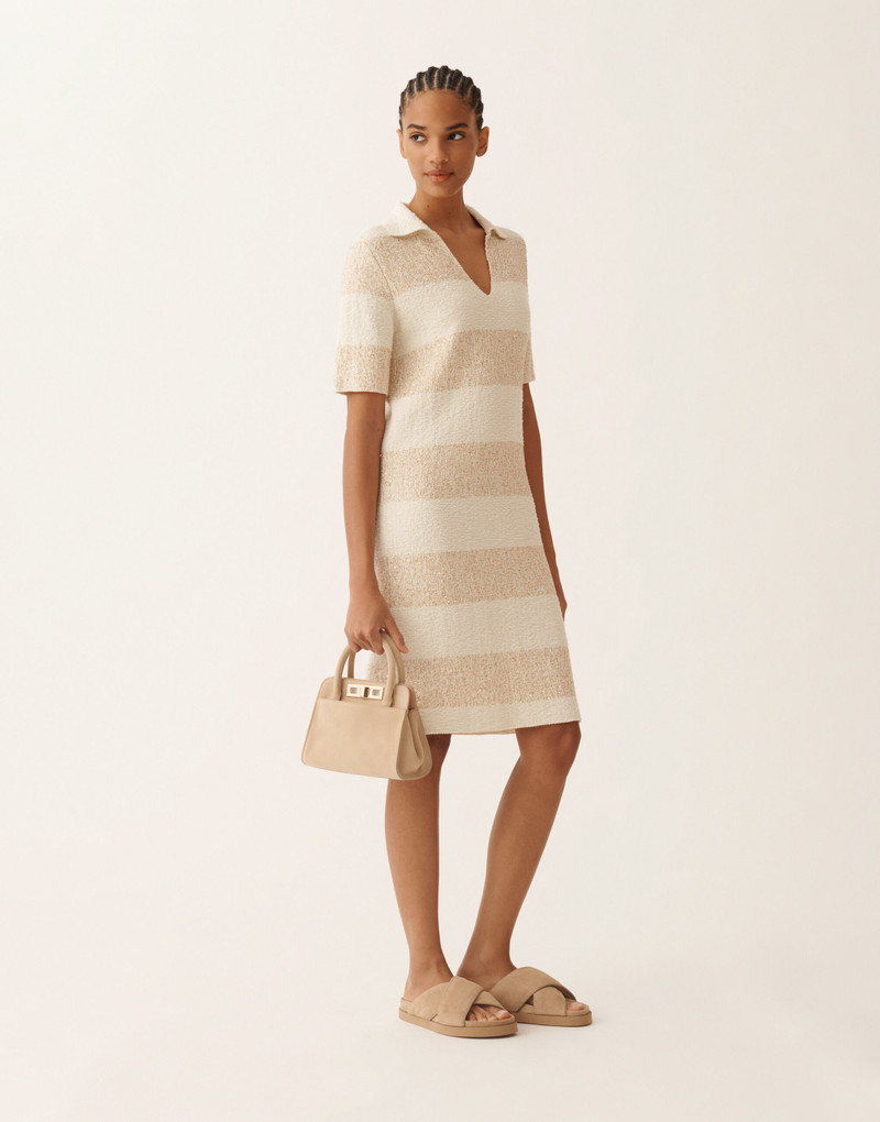 FABIANA FILIPPI Striped cotton tweed dress with sequins outlook