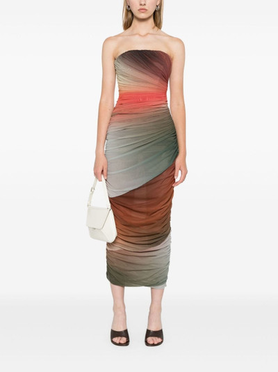 THE ATTICO ruched-detail gradient midi dress outlook