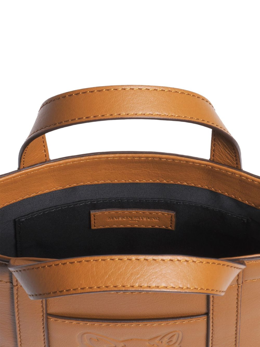 mini fox-head embossed leather tote bag - 4