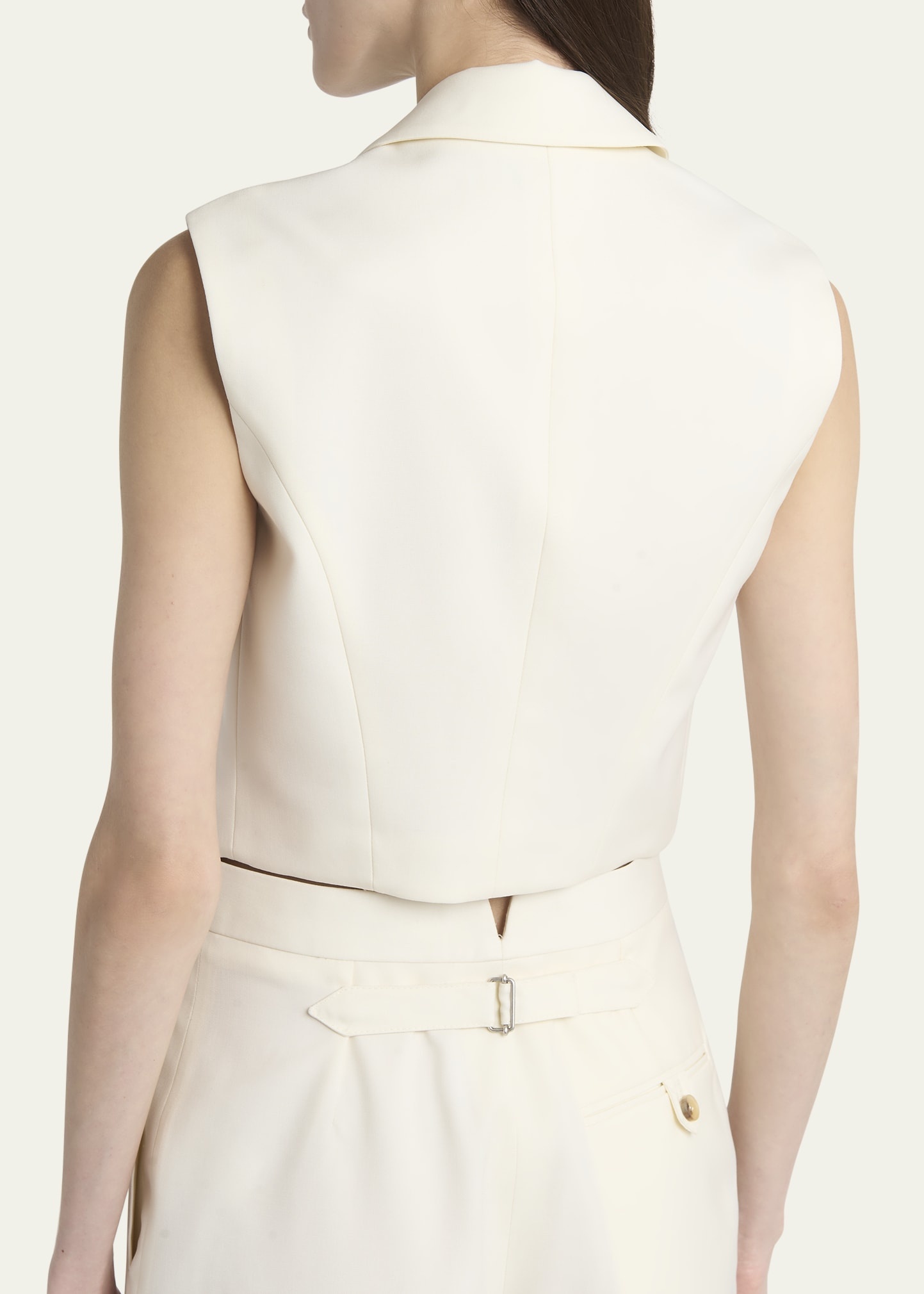 Upturned Lapel Crop Vest - 3