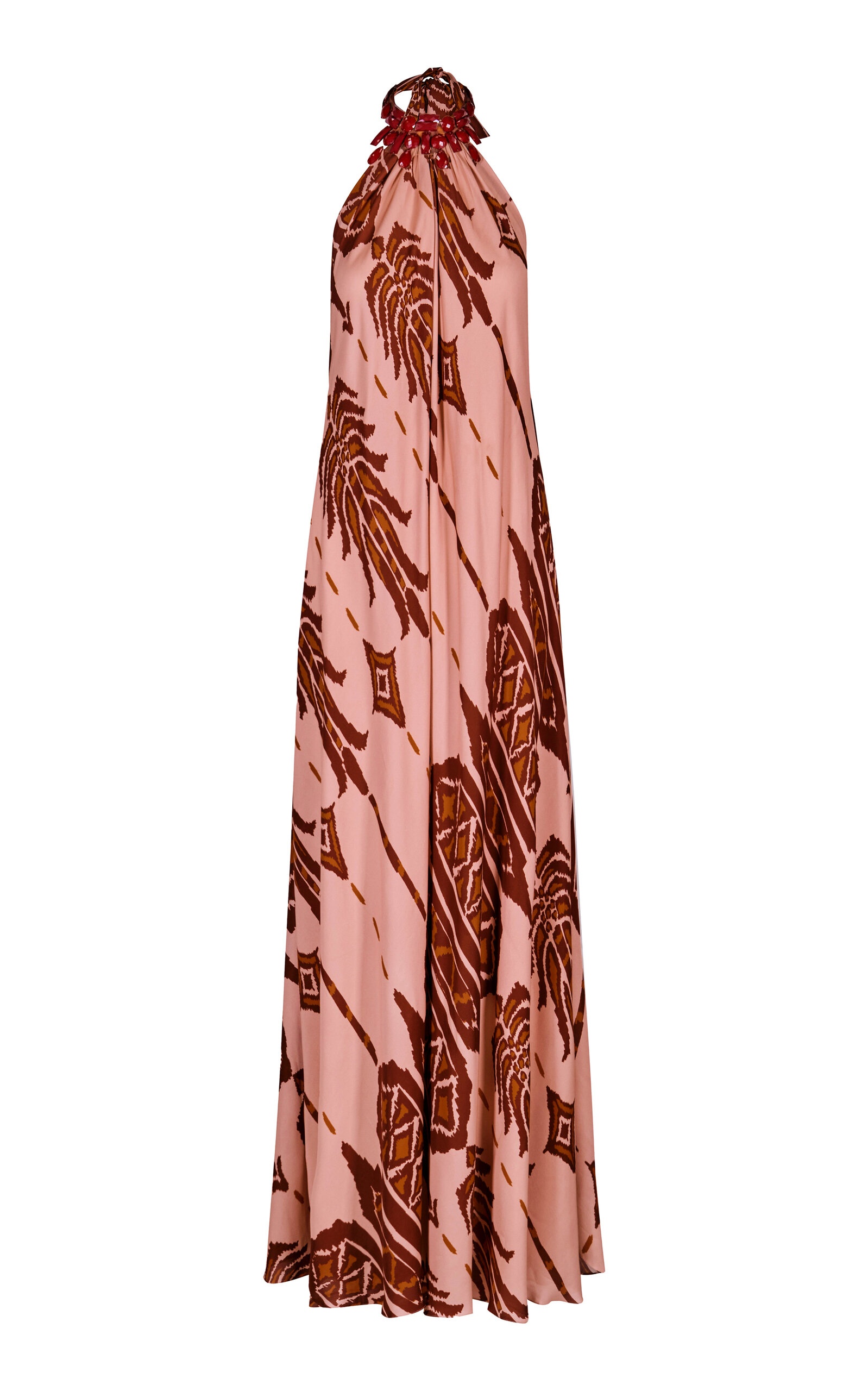 Mohican Song Embellished Silk Maxi Dress burgundy - 1