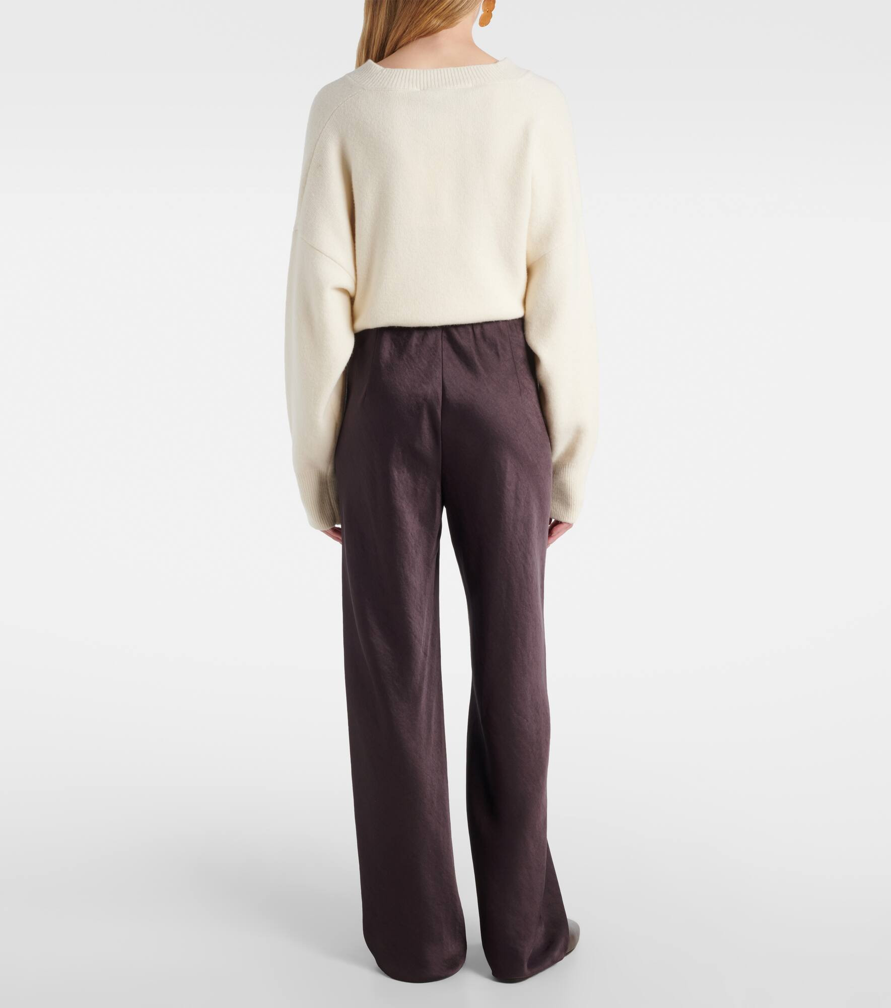 Fluid high-rise satin wide-leg pants - 3