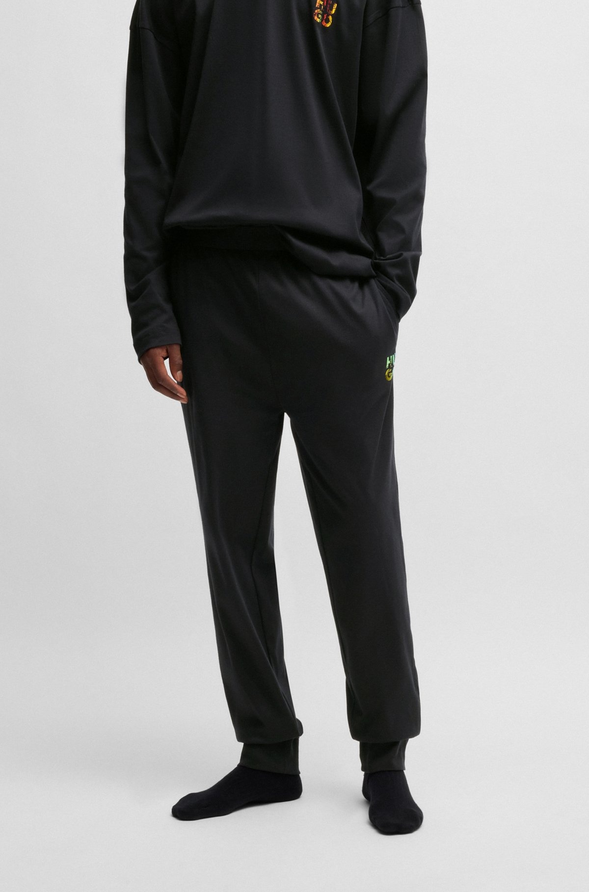 INTERLOCK-COTTON PAJAMA BOTTOMS WITH IRIDESCENT LOGO - 2
