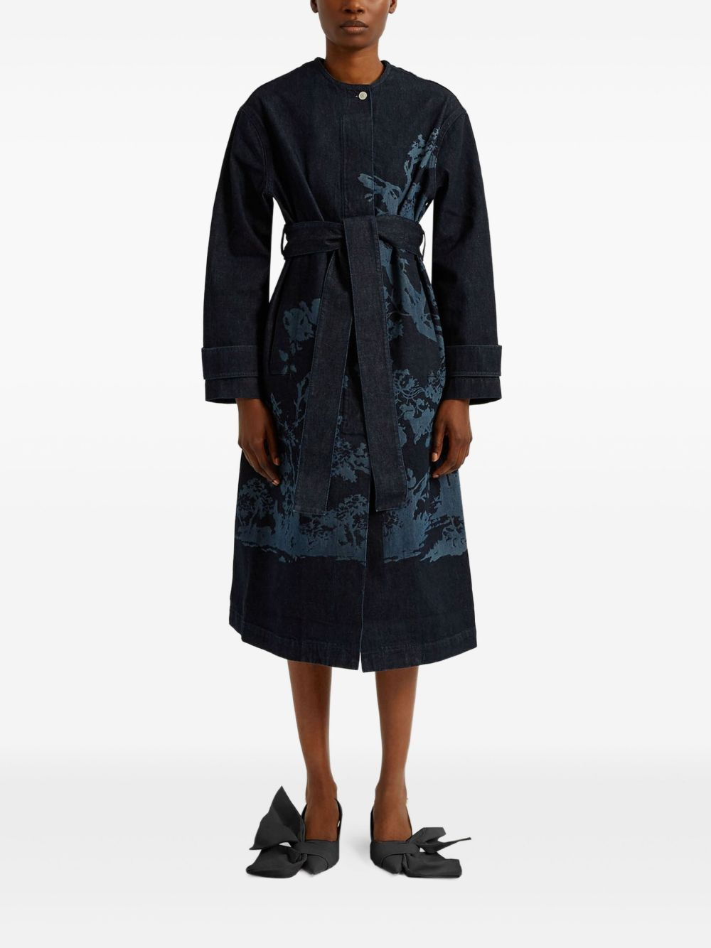 floral-print belted coat - 2