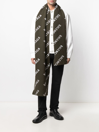 BALENCIAGA logo intarsia-knit scarf outlook