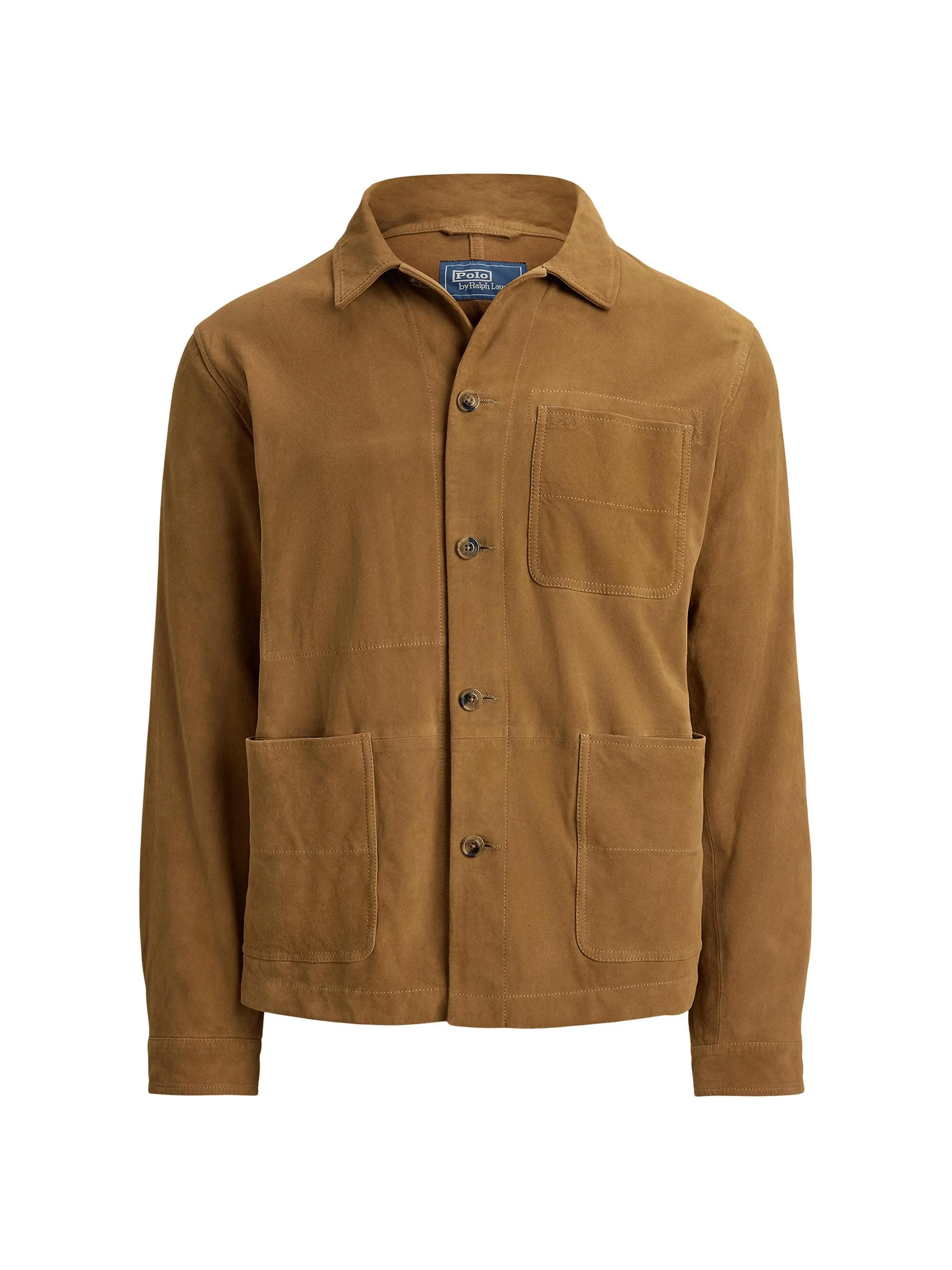 Men's Suede Utility Jacket - Cafe Brown - 1