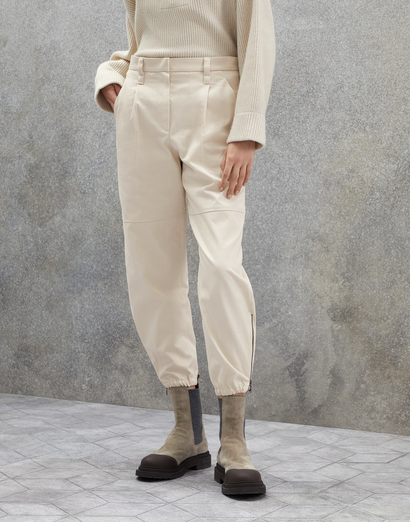 Dyed couture denim utility track trousers with monili 1