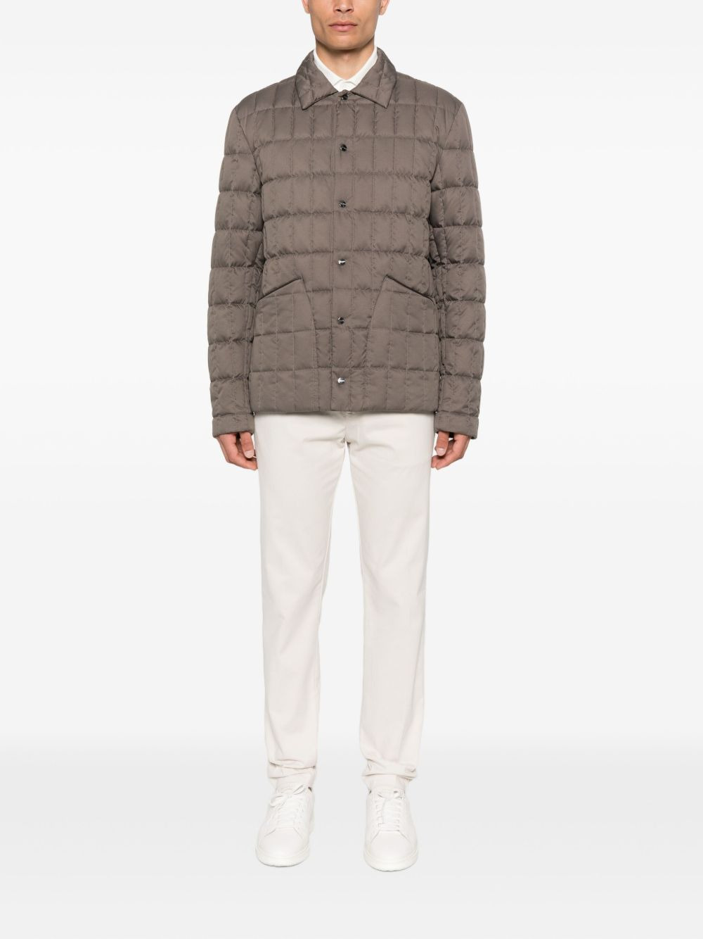 quilted button-fastening jacket - 2