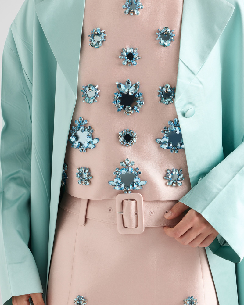 Embroidered silk and wool top 3