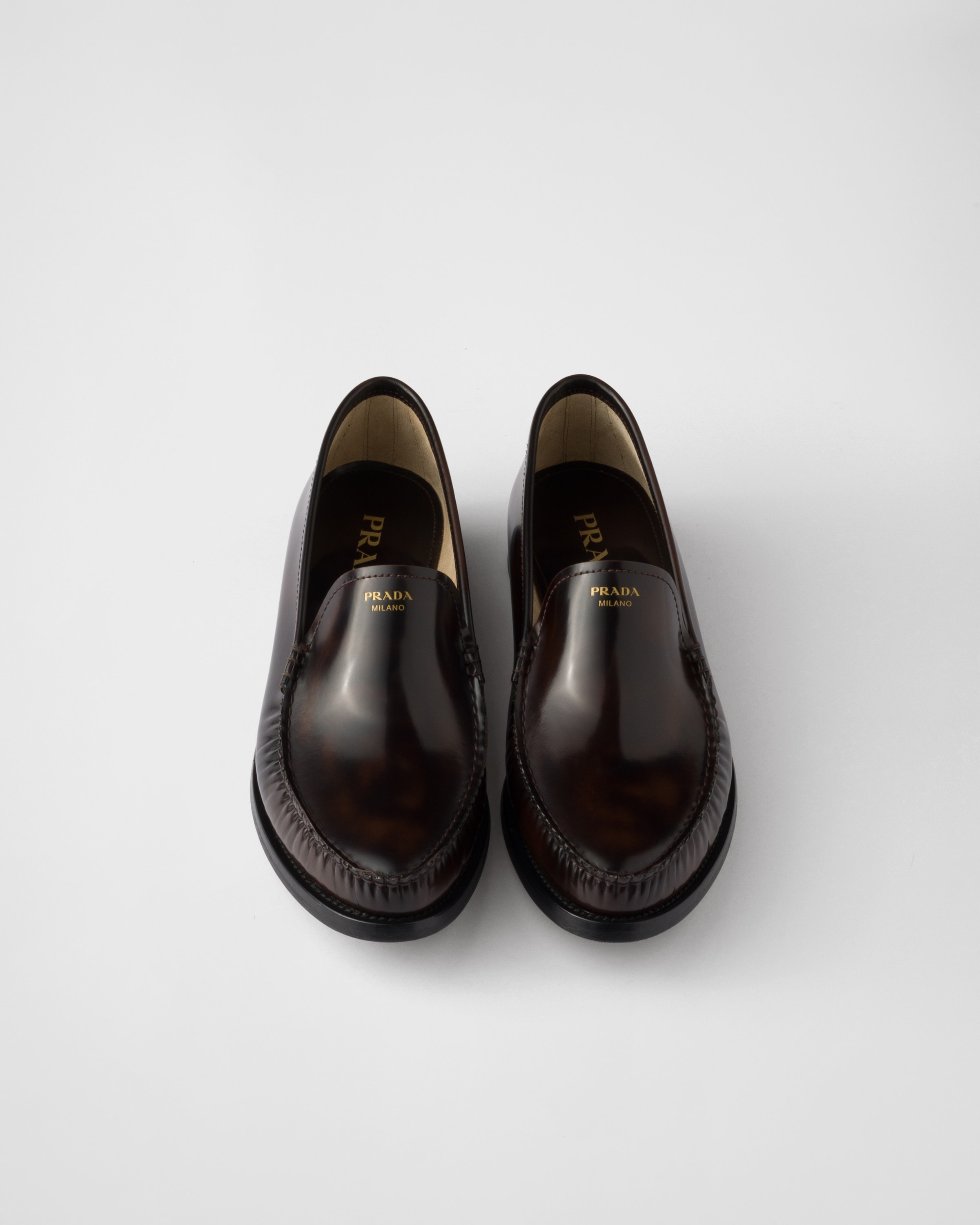 Brushed leather loafers - 3