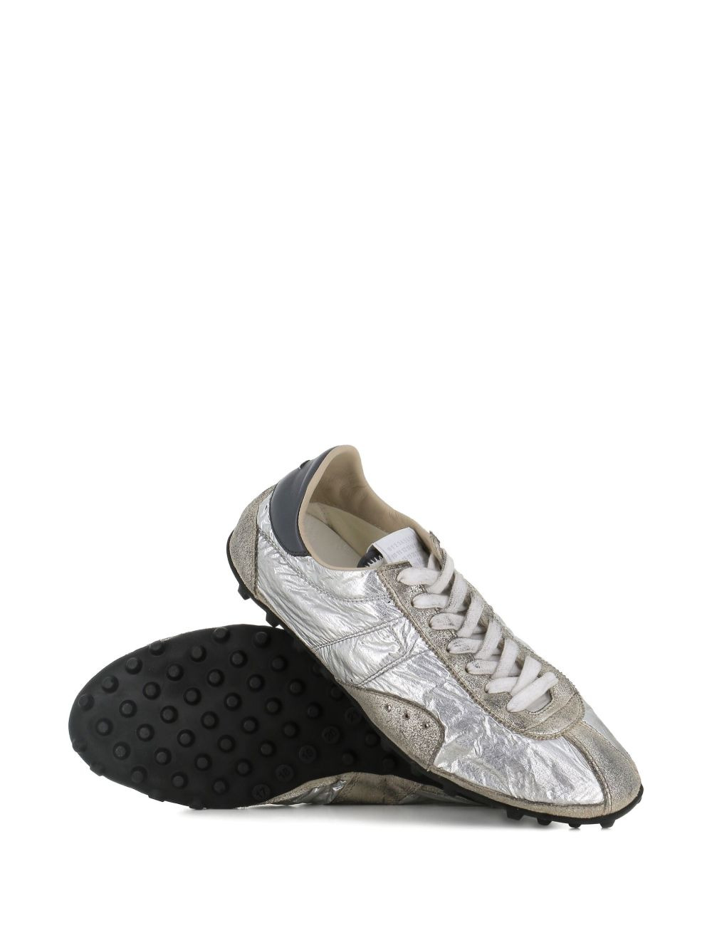 textured lace-up sneakers - 5