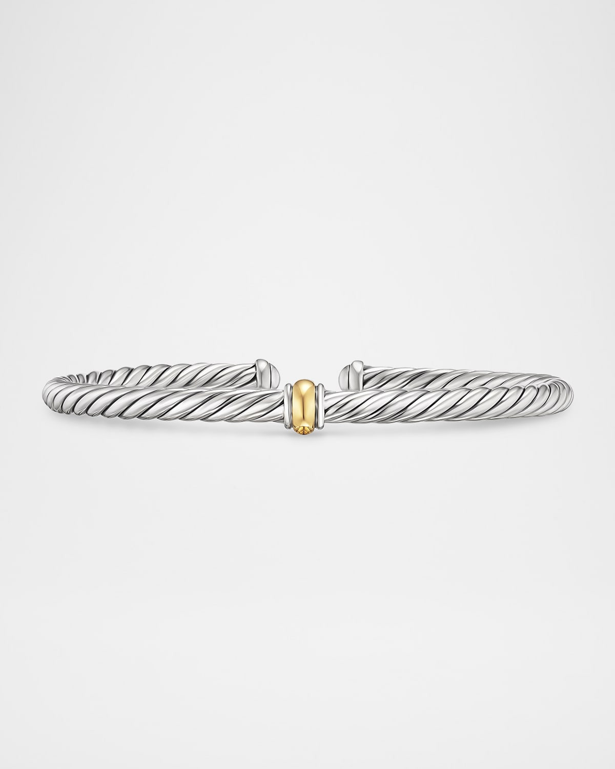 Cable Flex Center Station Bracelet in Silver and 14K Gold, 4mm - 1