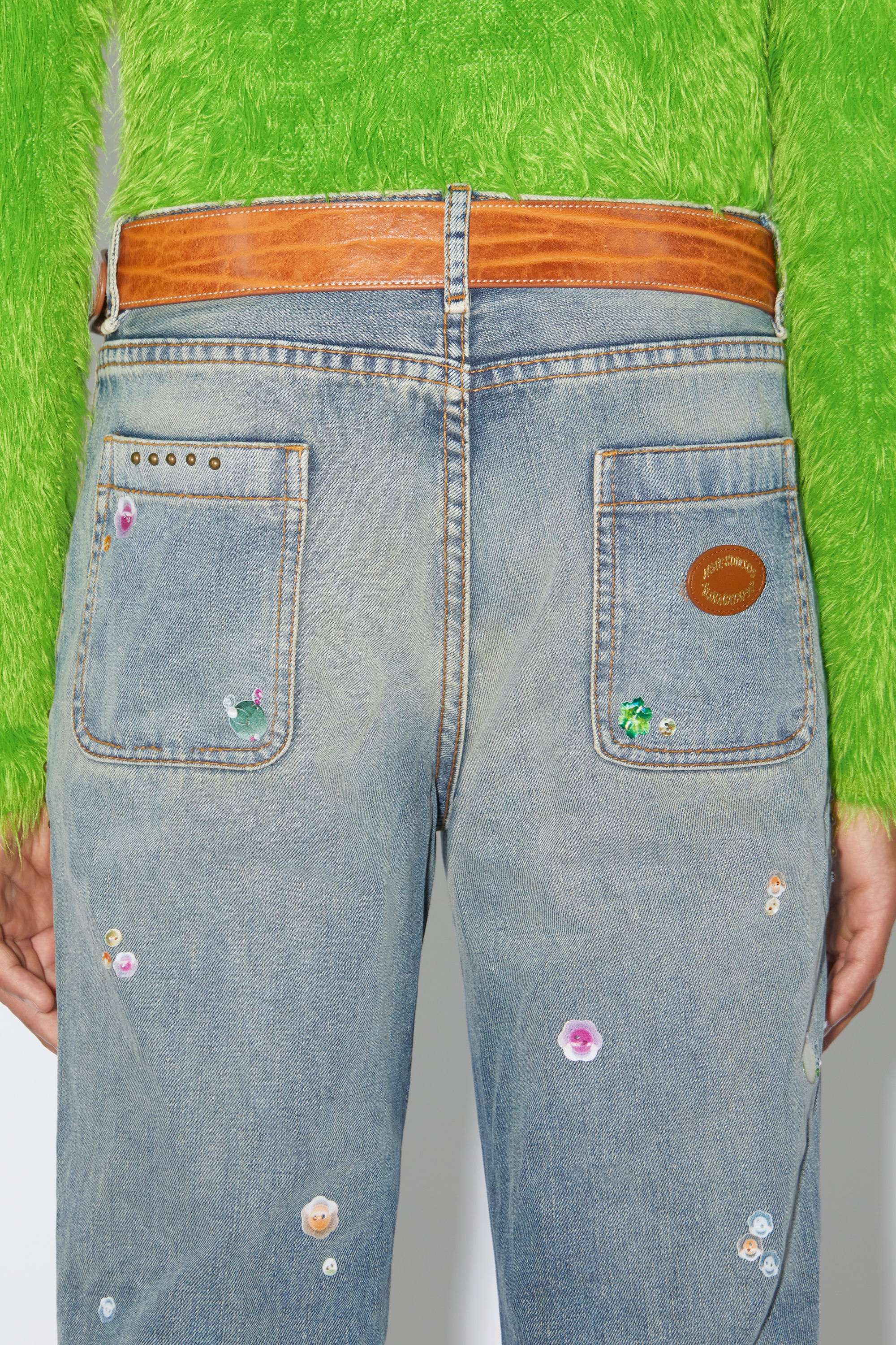 Printed denim trousers - Mid blue - 5