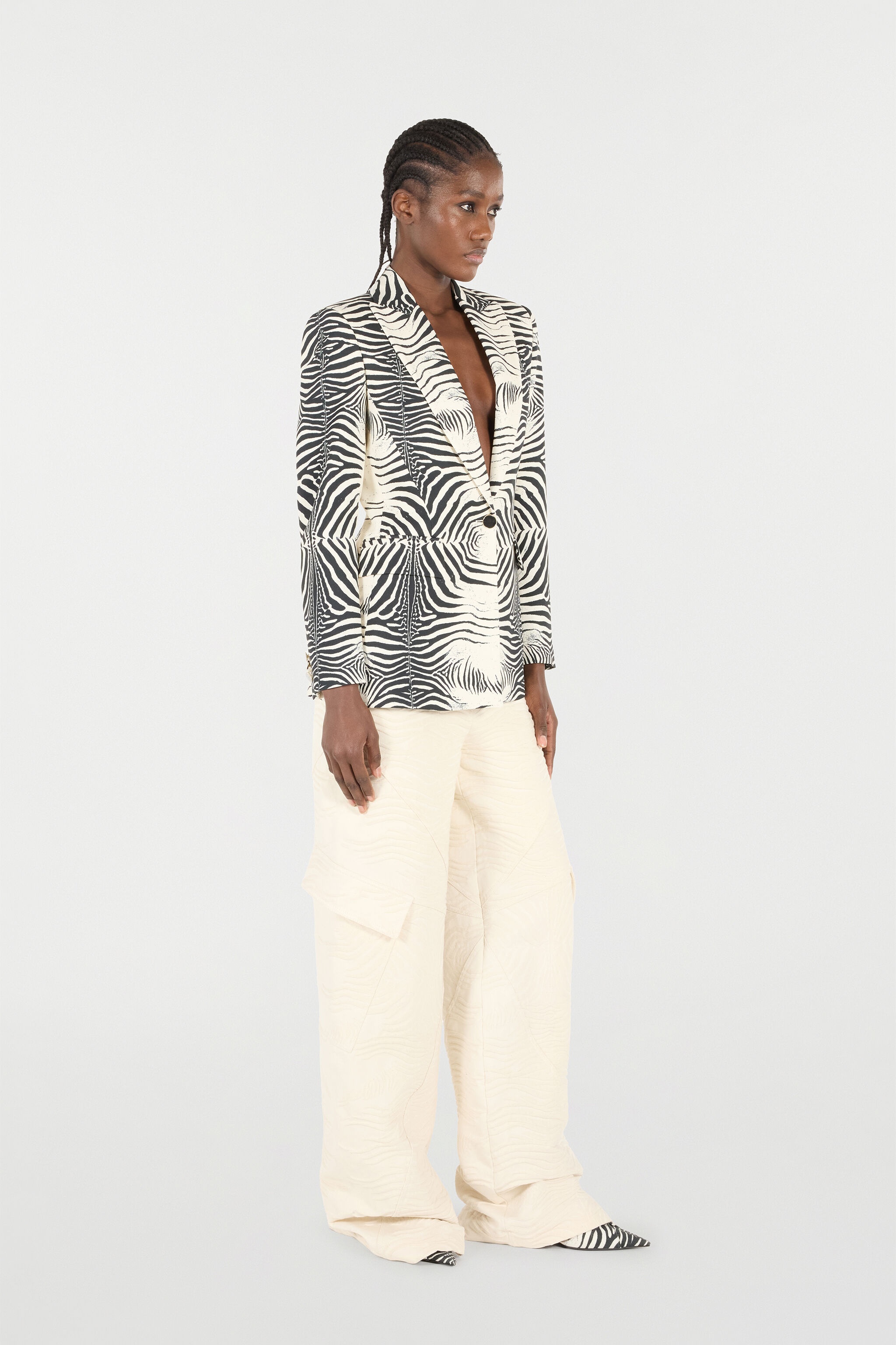 Blazer With White Tigress Print - 3