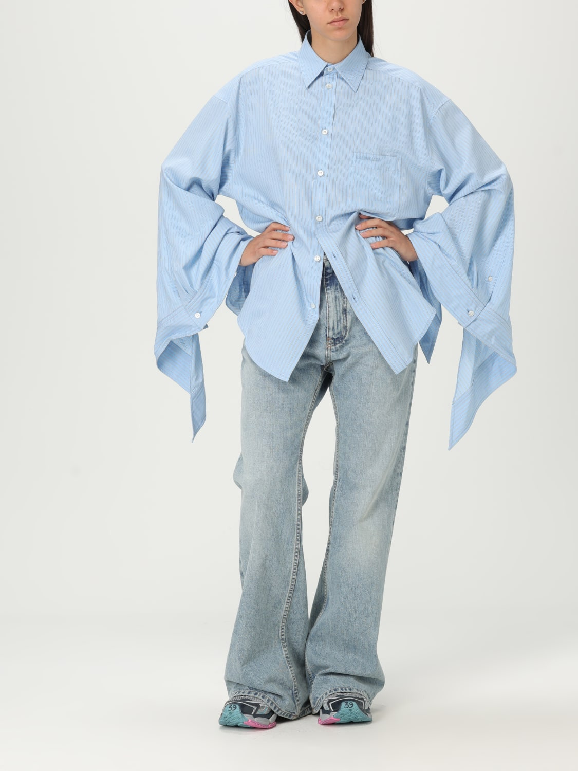 Balenciaga oversize striped viscose shirt - 2