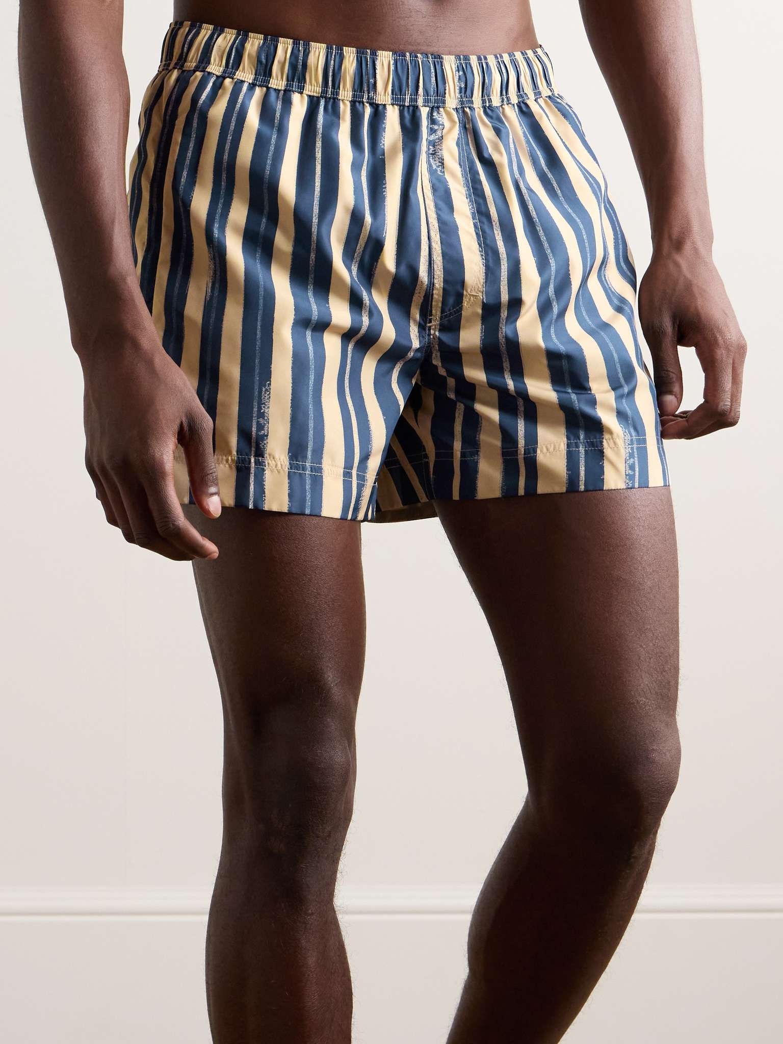 Straight-Leg Mid-Length Logo-Embroidered Striped Swim Shorts - 2
