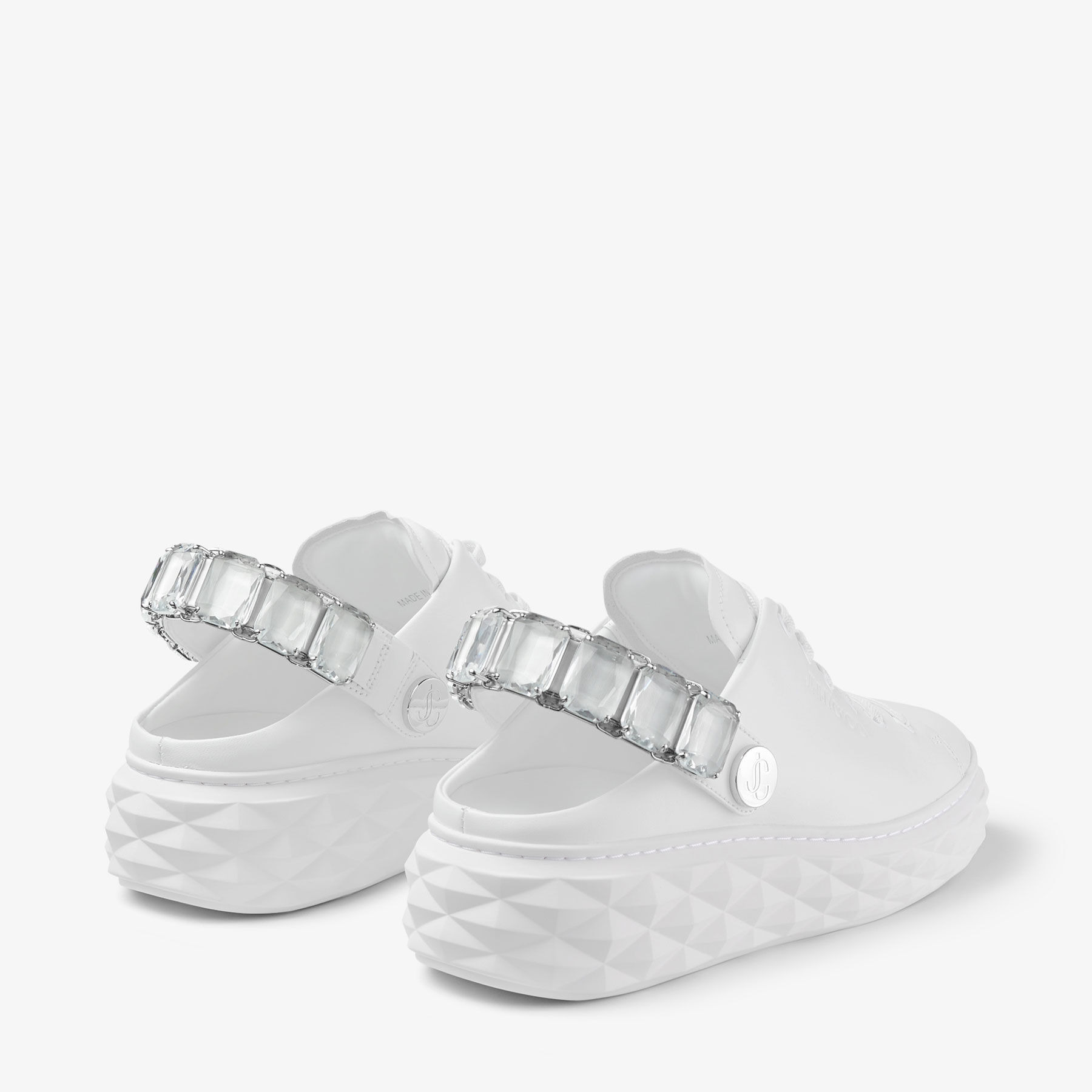Diamond Maxi Crystal
White Nappa Leather Slipper Trainers with Crystal Strap - 8