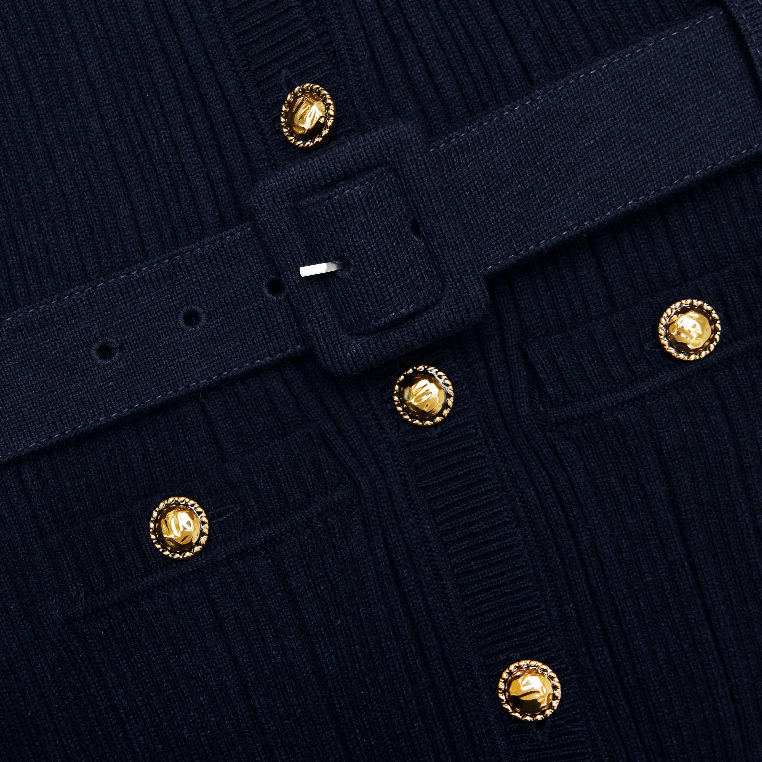Navy Viscose Knit Midi Dress - 5