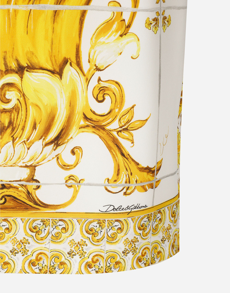 Majolica-print silk charmeuse calf-length skirt 4