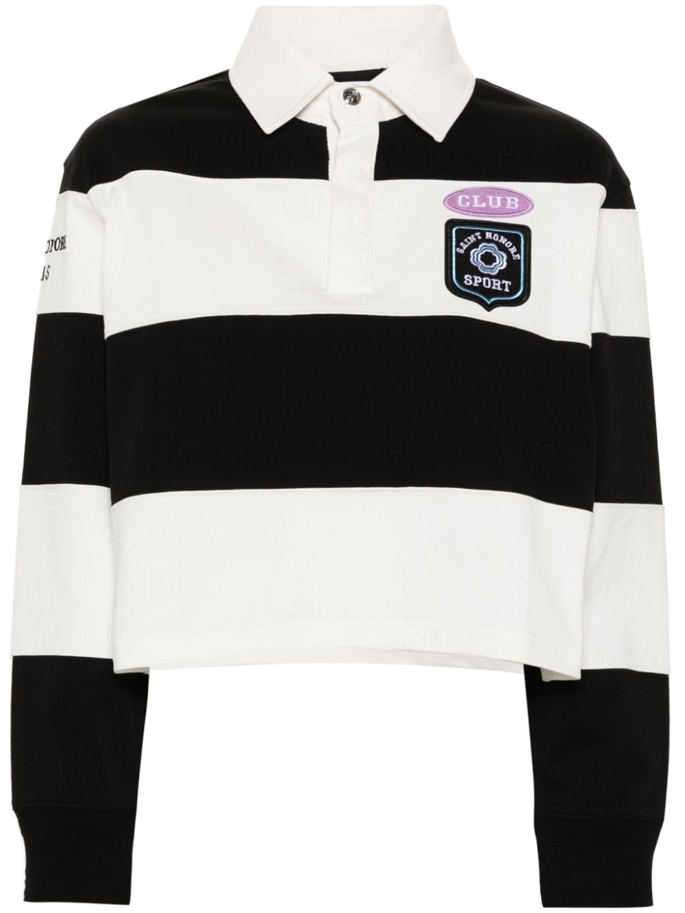 logo-patch striped polo shirt - 1