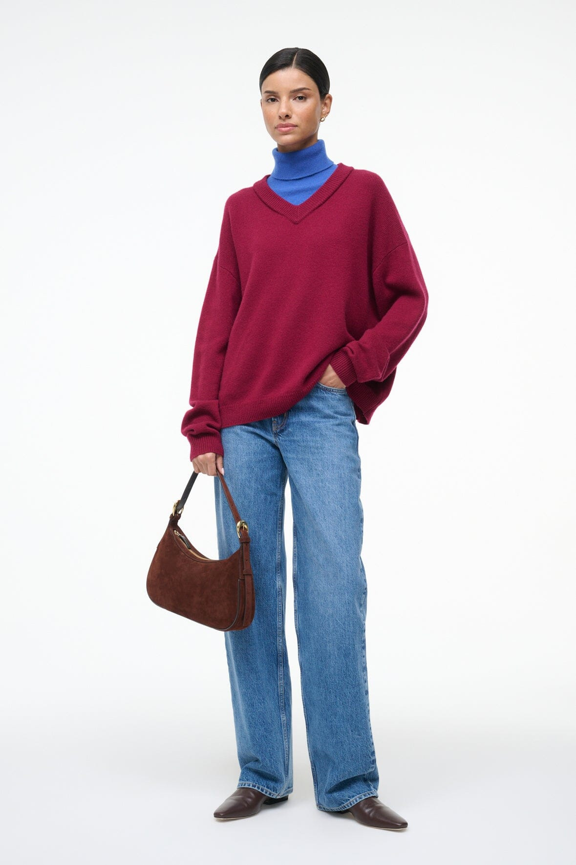 STAUD PINE SHOULDER BAG MAHOGANY SUEDE - 8