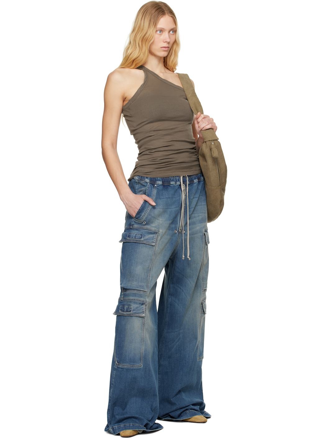 Gray Hollywood One Shoulder Tank Top - 4