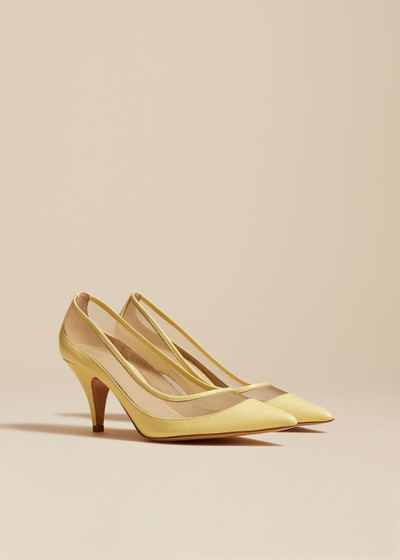 KHAITE The River Mesh Pump in Pale Yellow Leather outlook