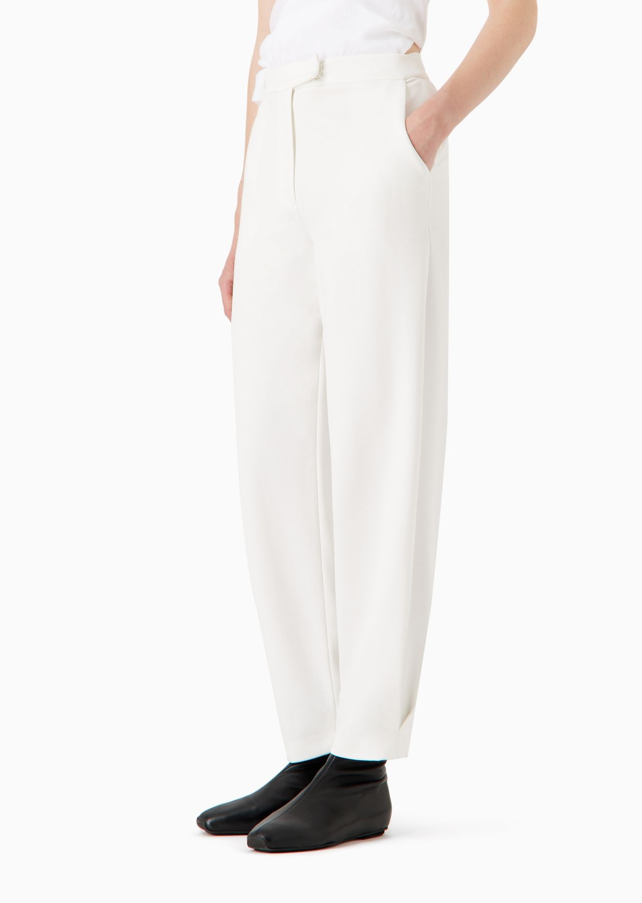 Stretch Milano-stitch fabric trousers with narrow hem - 2
