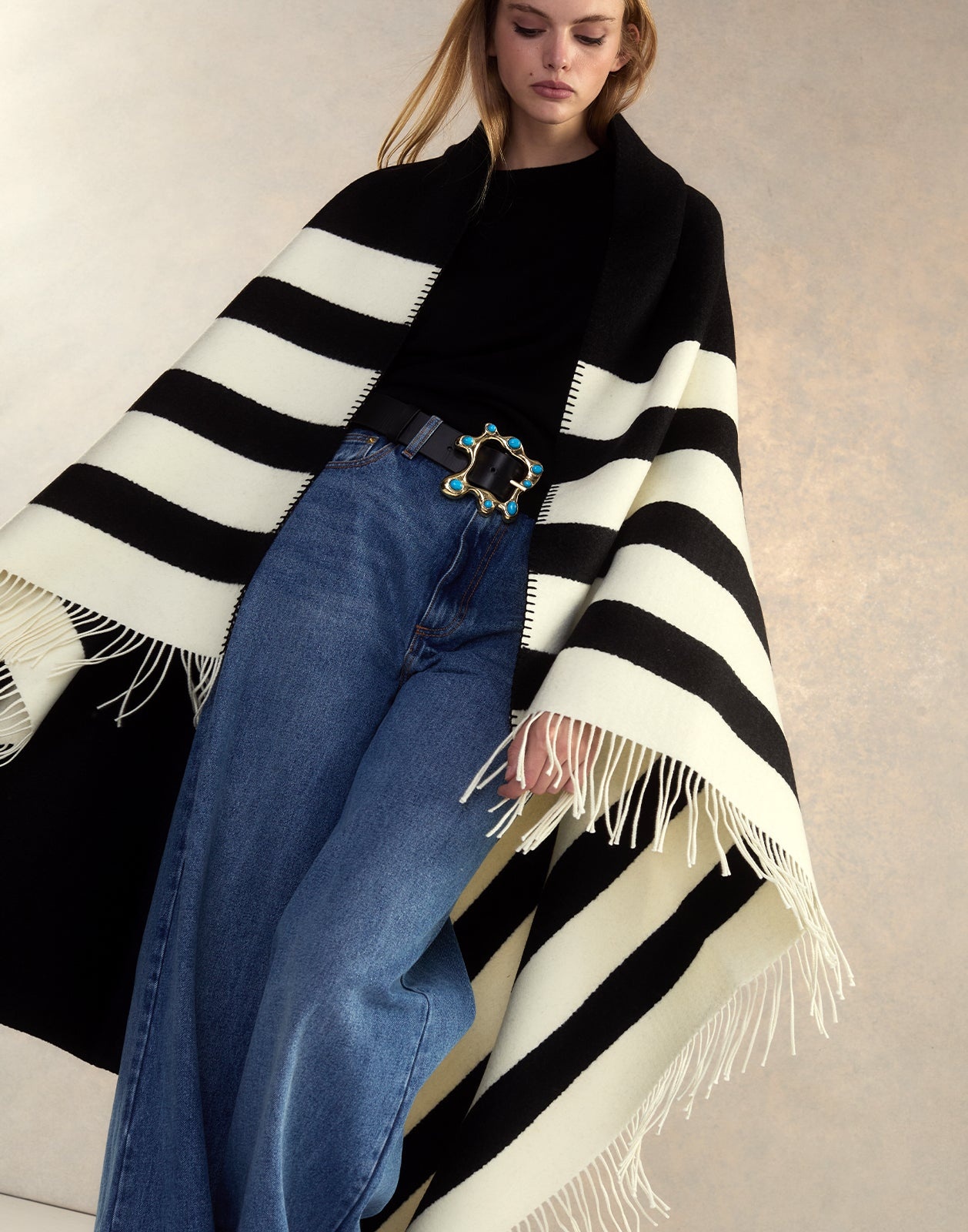 Wool Cashmere Blanket Wrap - 5