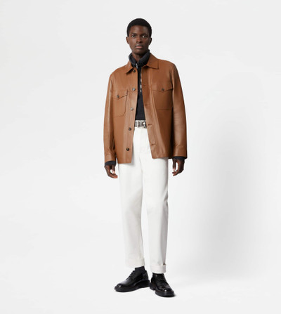 Tod's OVER SHIRT IN NAPPA LEATHER - BROWN outlook