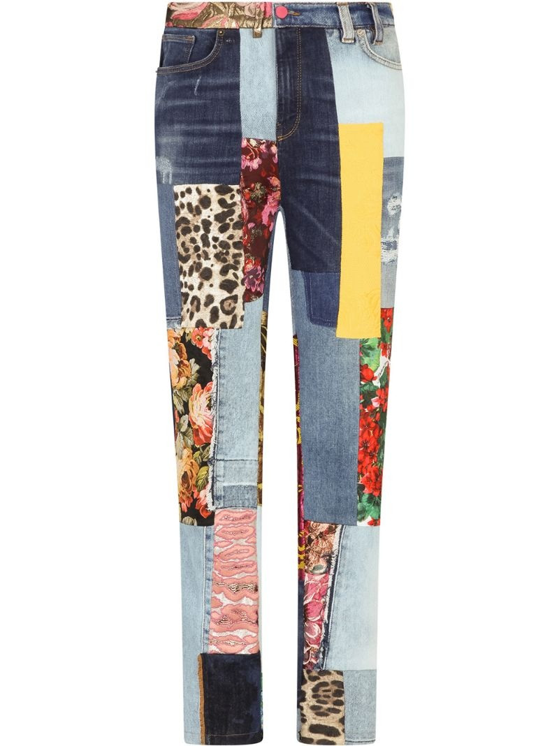 patchwork skinny jeans - 1
