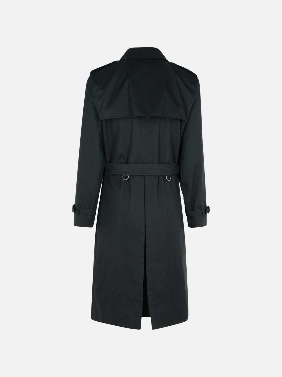 LONG BLACK COTTON 'KENSINGTON' TRENCH COAT - 3