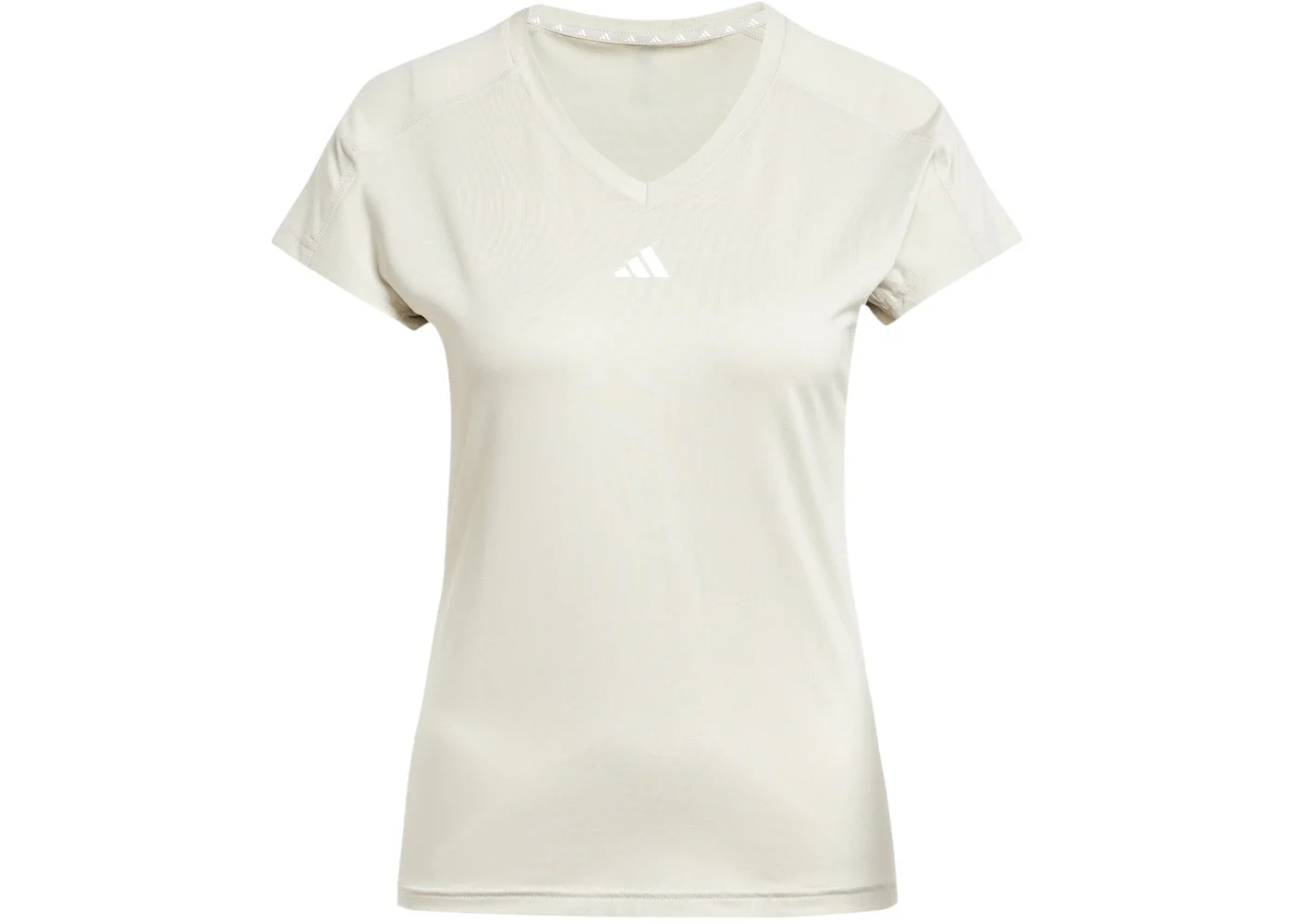 adidas Women's Aeroready Train Essentials Minimal Branding V-Neck T-Shirt Wonder Alumina/White - 1