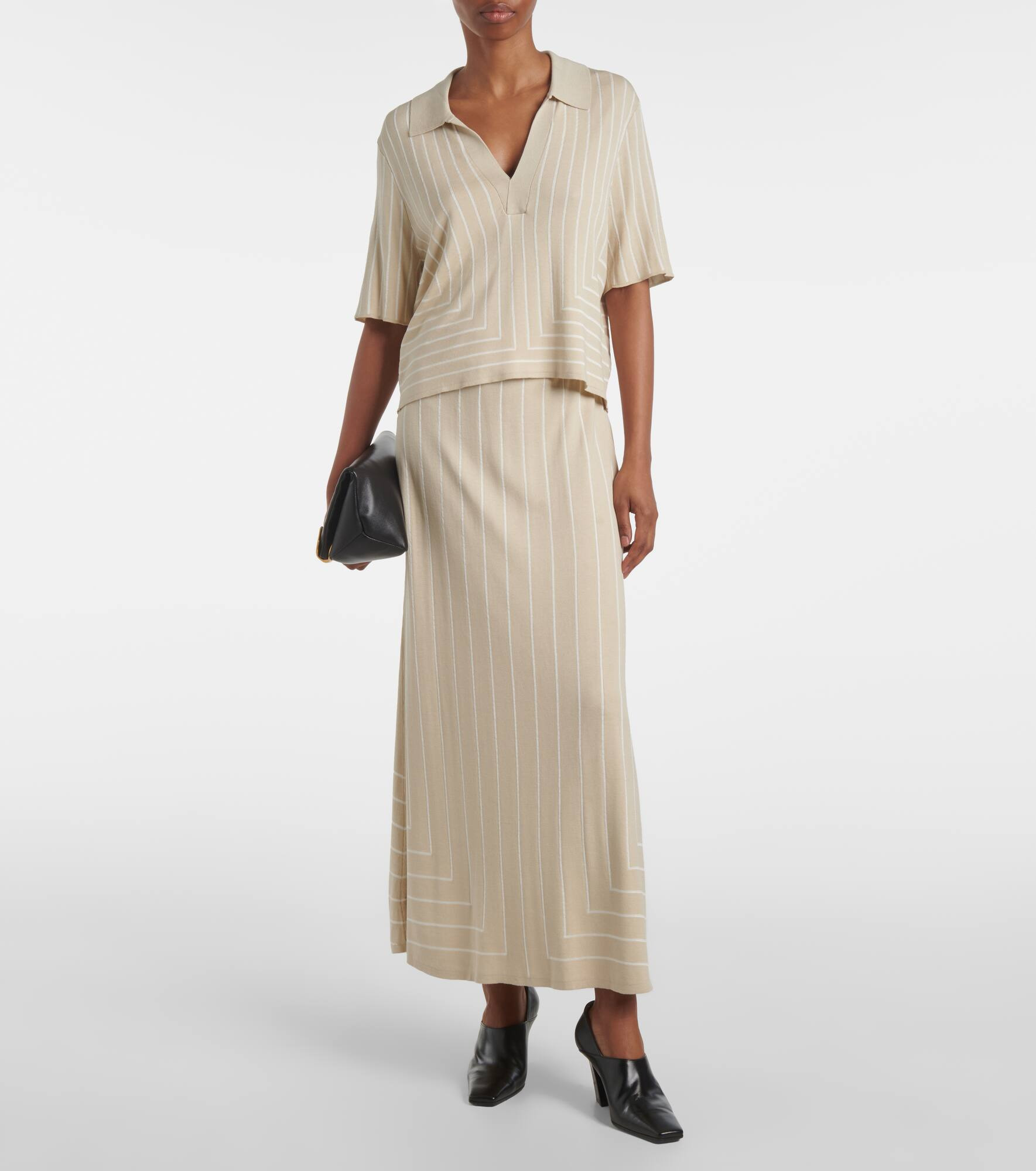 Striped cotton and silk maxi skirt - 2