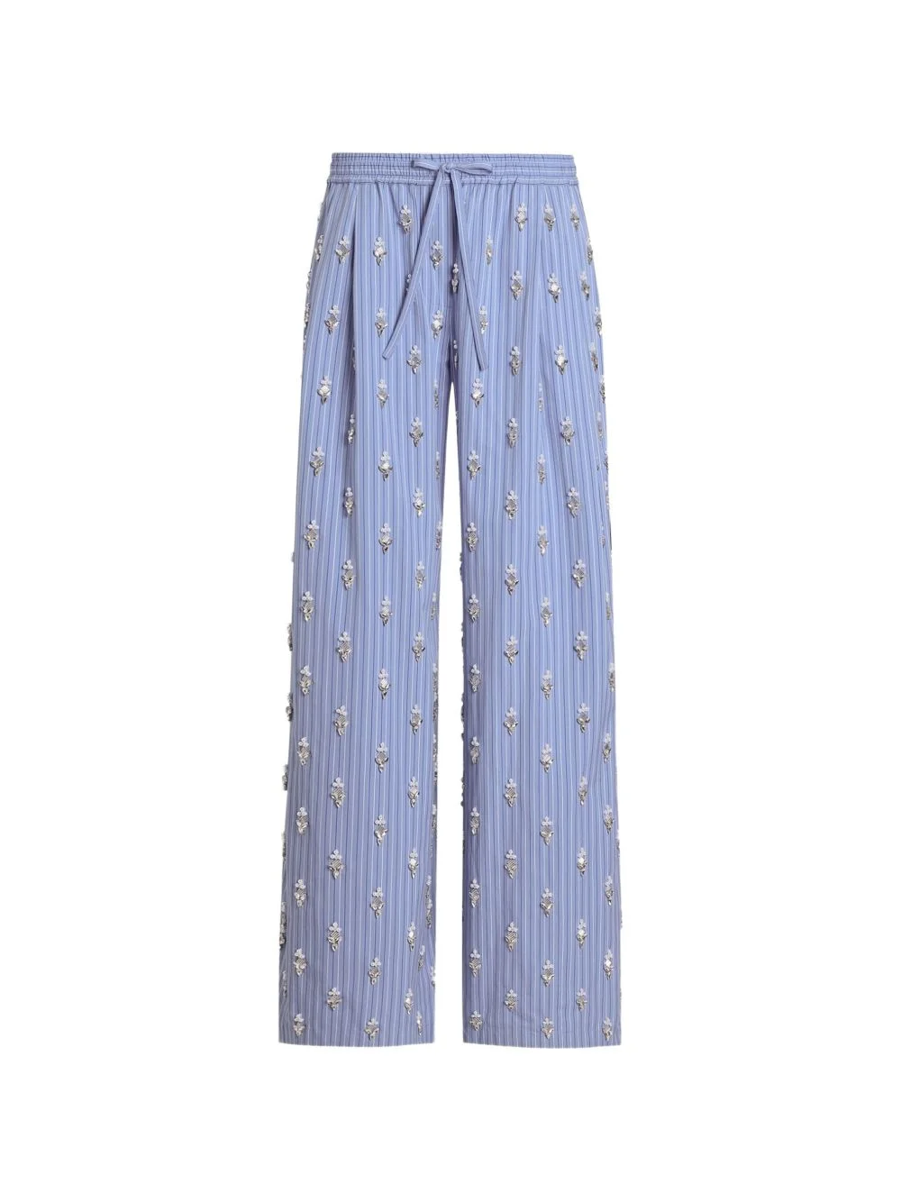 poplin trousers with crystal flower embroidery - 1