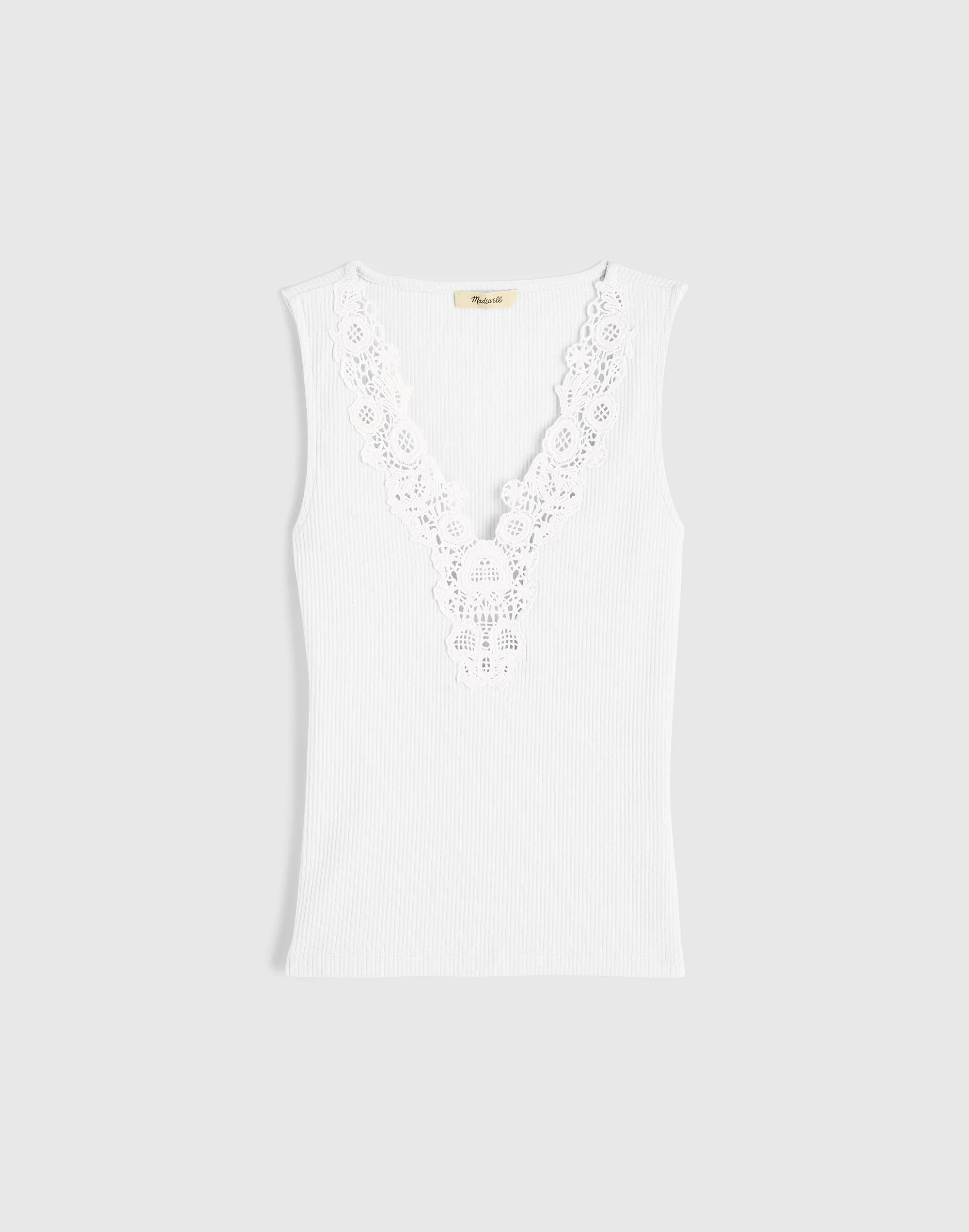 Lace-Trim V-Neck Tank - 1