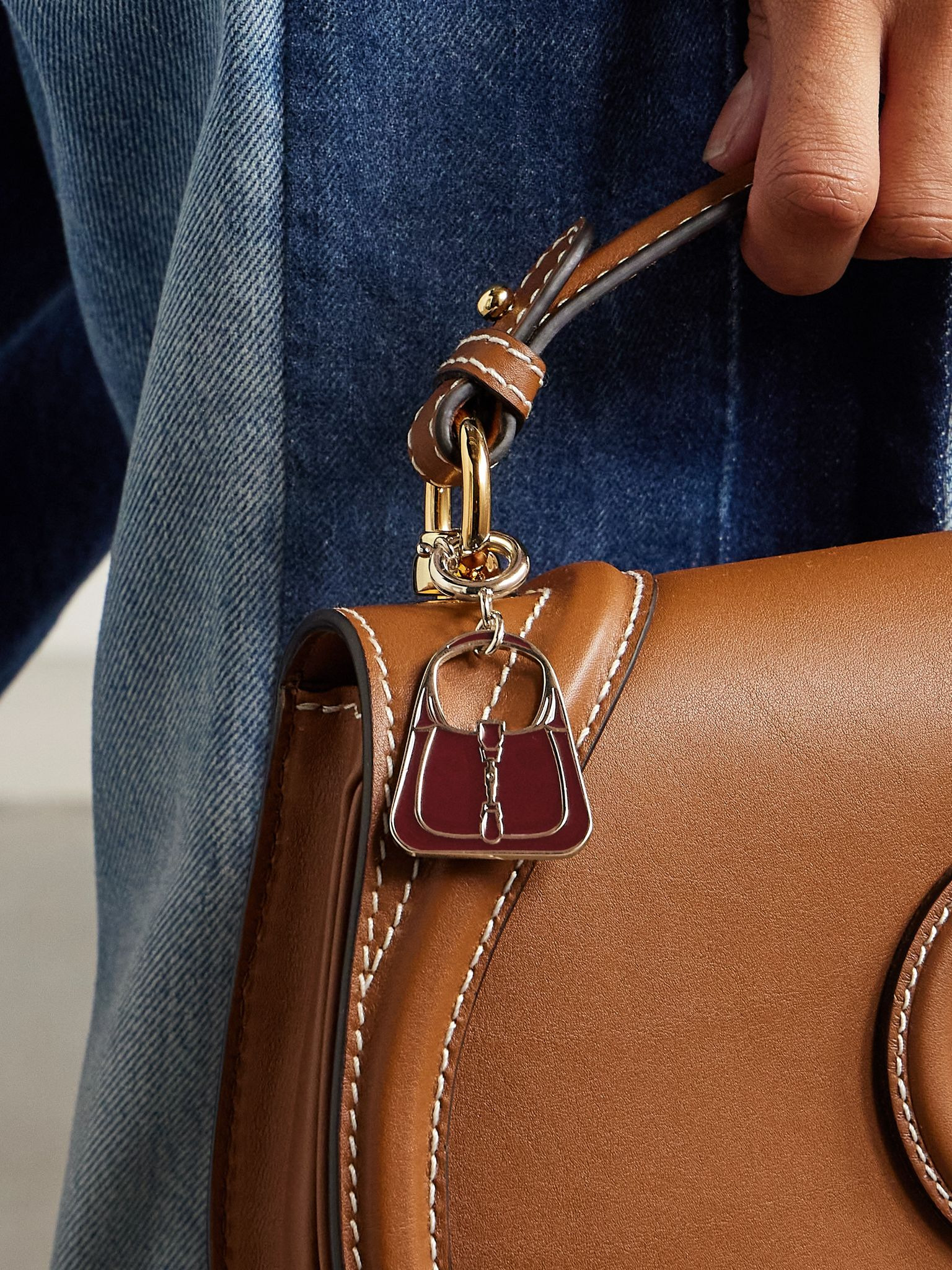 Gold-tone enamel bag charm Brown - 2