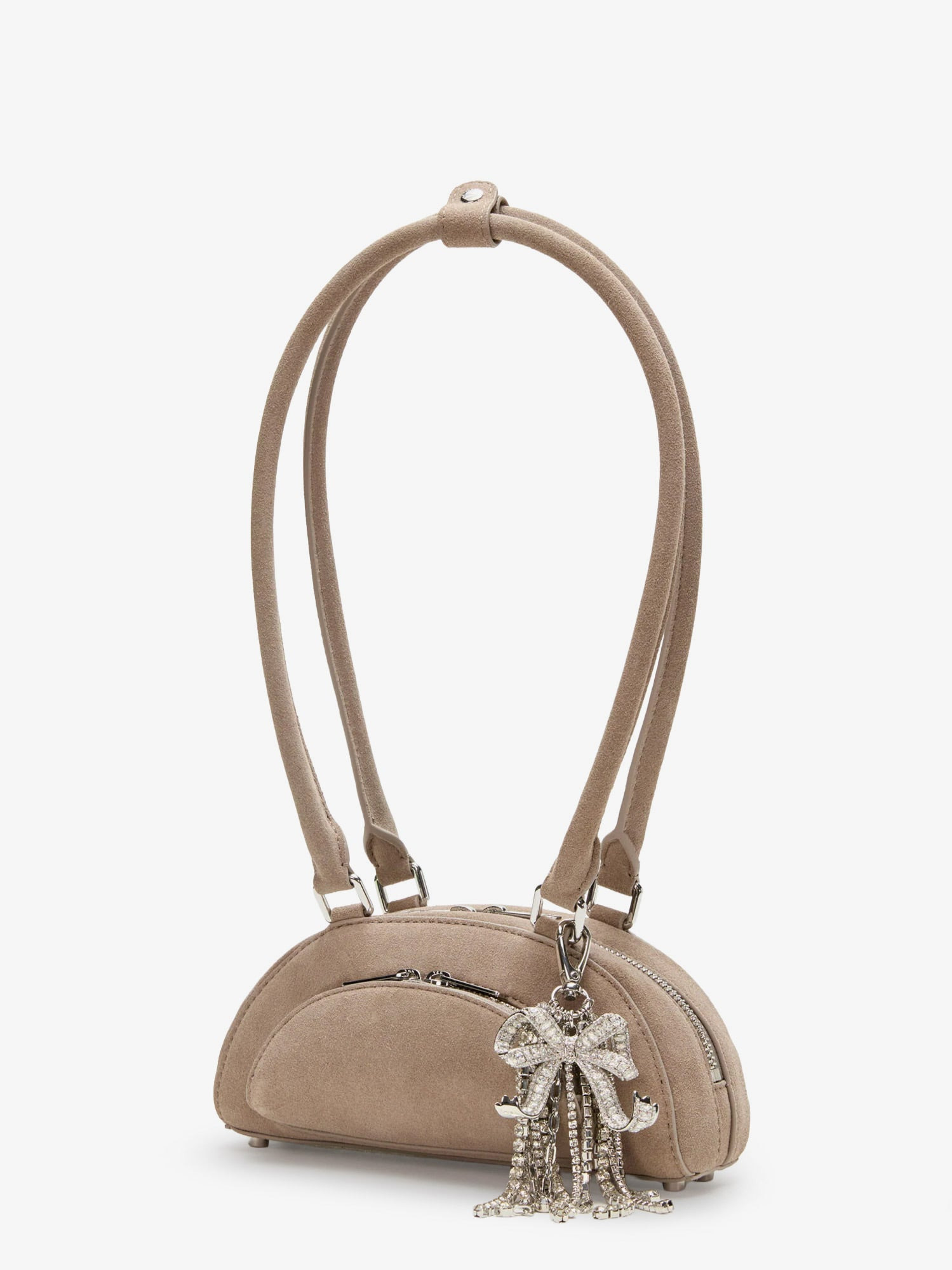 Suede Shoulder Bag With Charms - 4