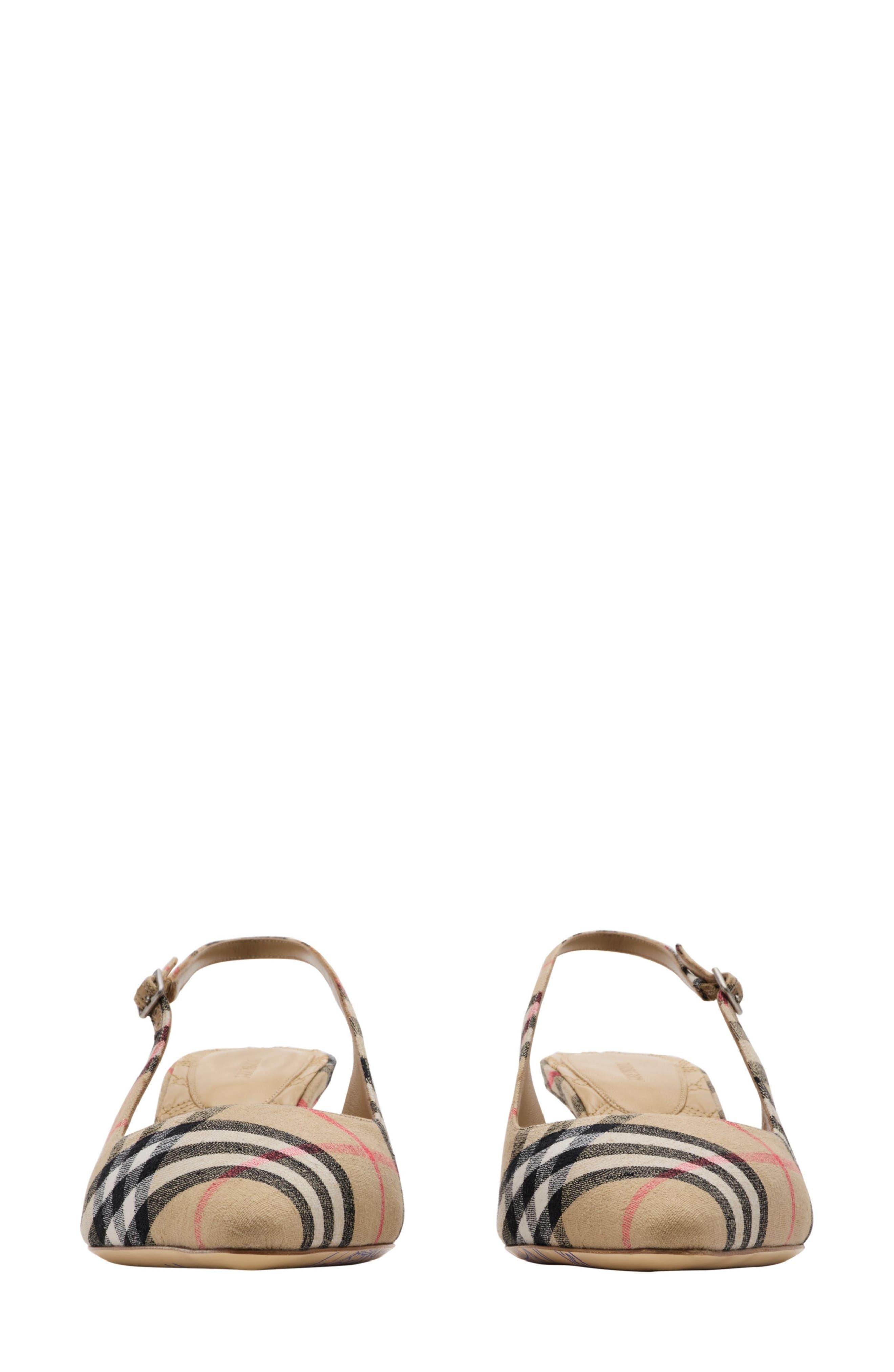 burberry Check Dame Pointed Toe Slingback Pump in Sand Ip Check at Nordstrom - 3