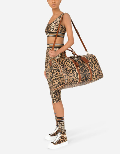 Dolce & Gabbana Medium travel bag in leopard-print Crespo with branded plate outlook