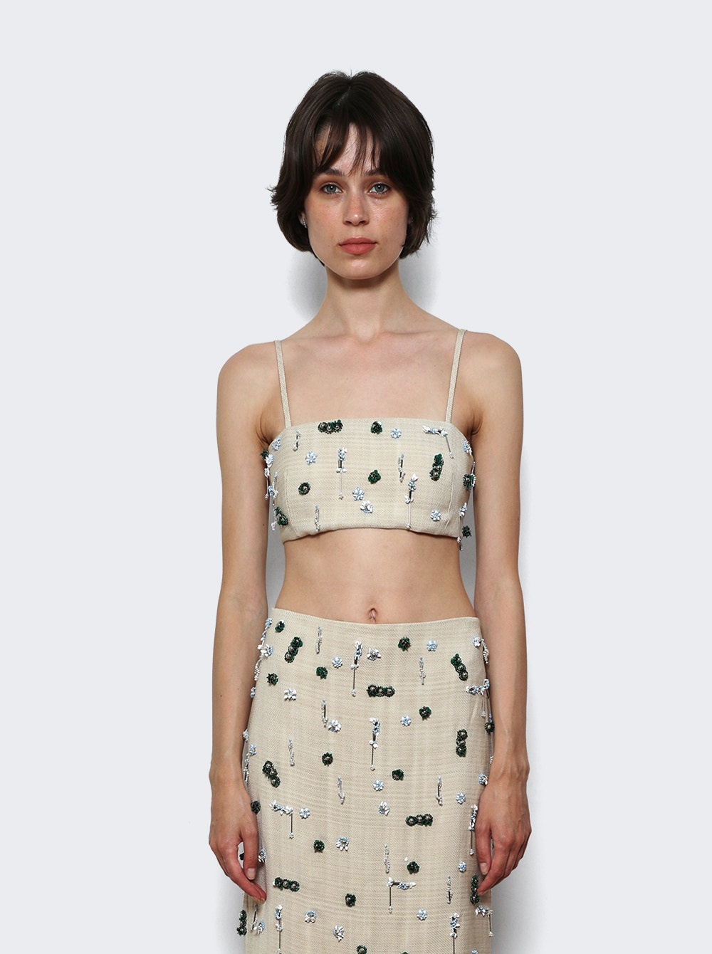 Embla Beaded Bandeau Top Ecru - 3