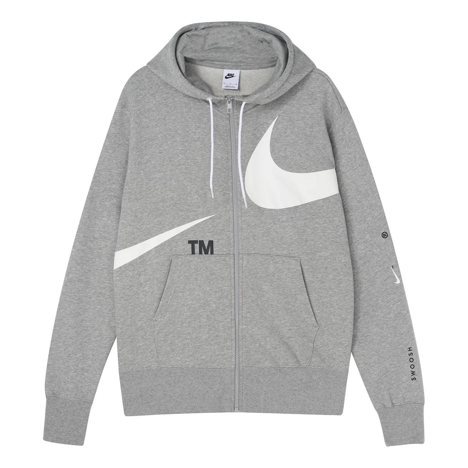 AS Men's Nike Sportswear SWOOSH FZ FT Hoodie DK GREY HEATHER DD6088-063 - 1