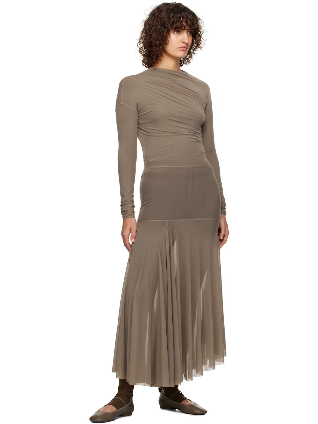 Taupe Square Flat Ballerina Flats - 5