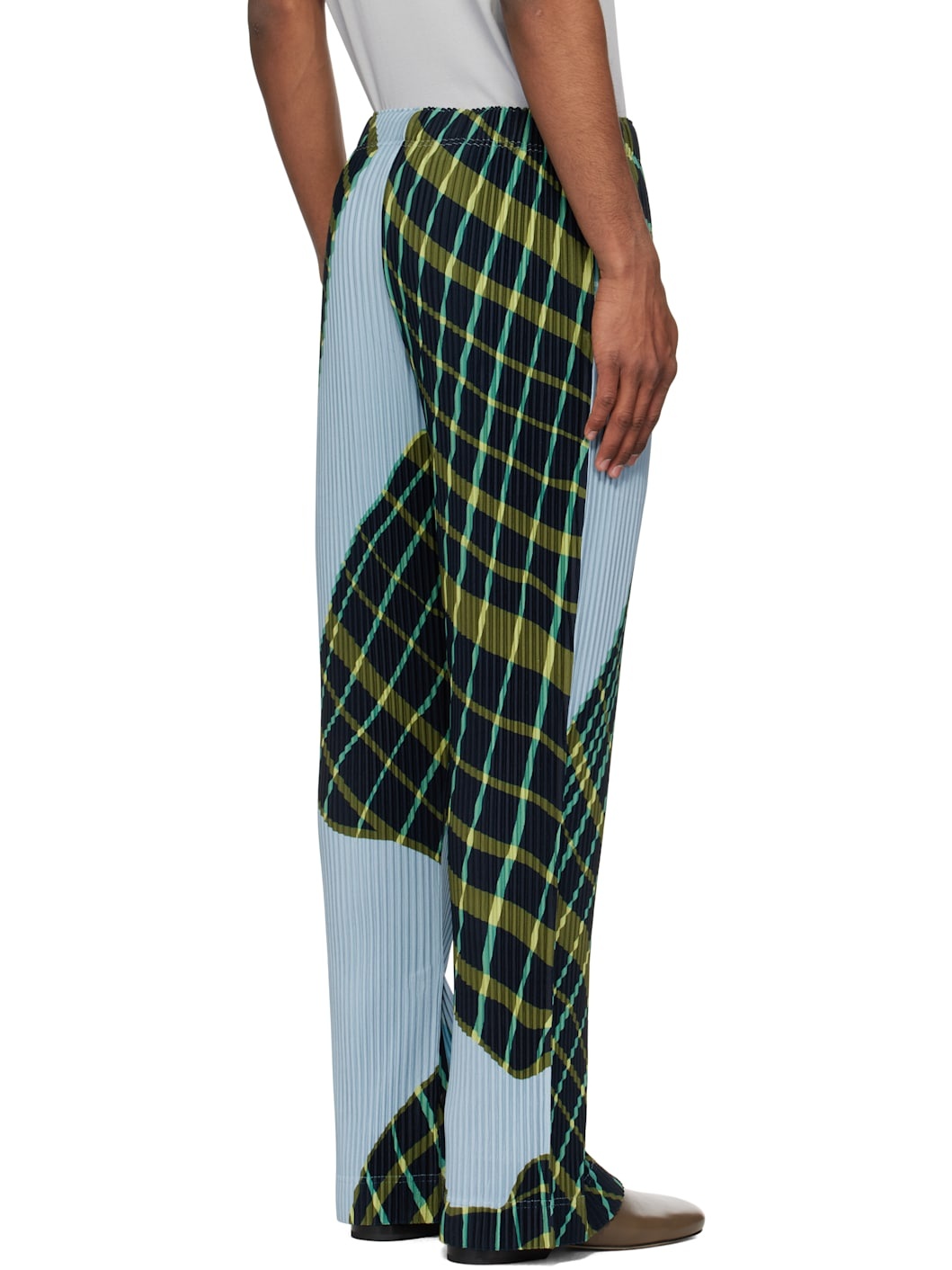 Blue & Green Windswept Plaid Trousers - 3