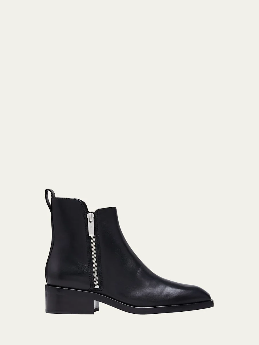 Alexa Leather Zip Booties - 1