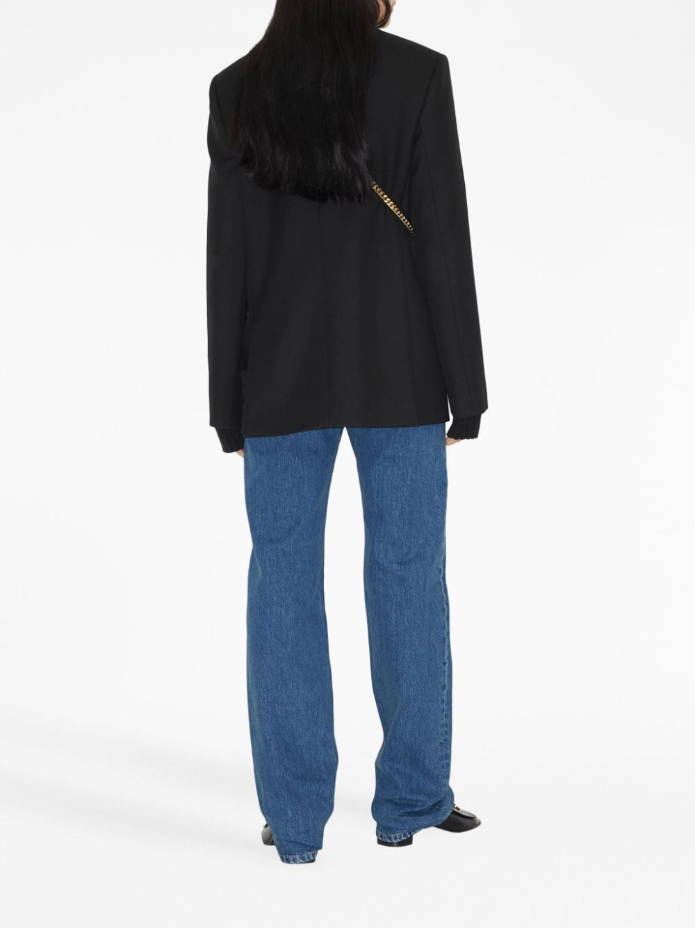 high-waisted straight-leg cotton jeans - 4