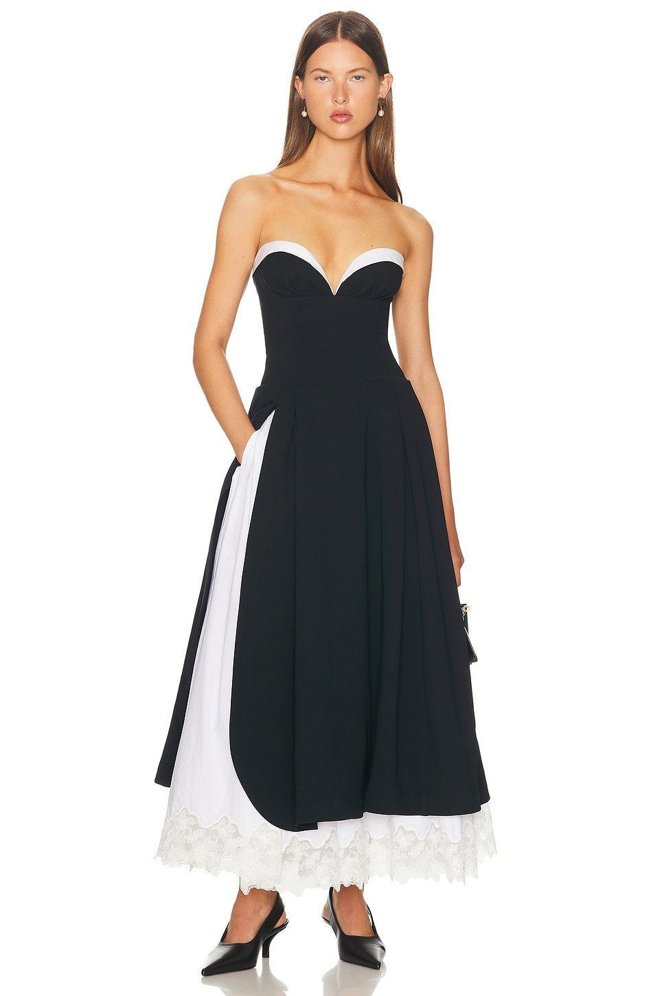 The Finale Midi Dress With Lace & Poplin - 2