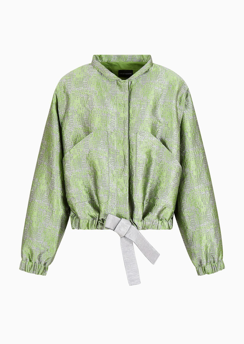 Jacquard blouson with embossed geometric pattern 1