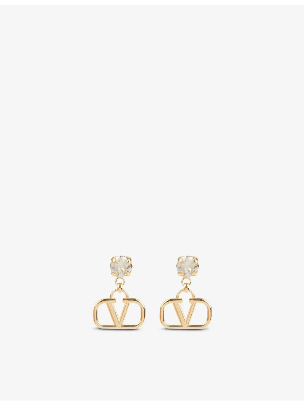 VLOGO rhinestone-embellished gold-toned brass earrings - 1
